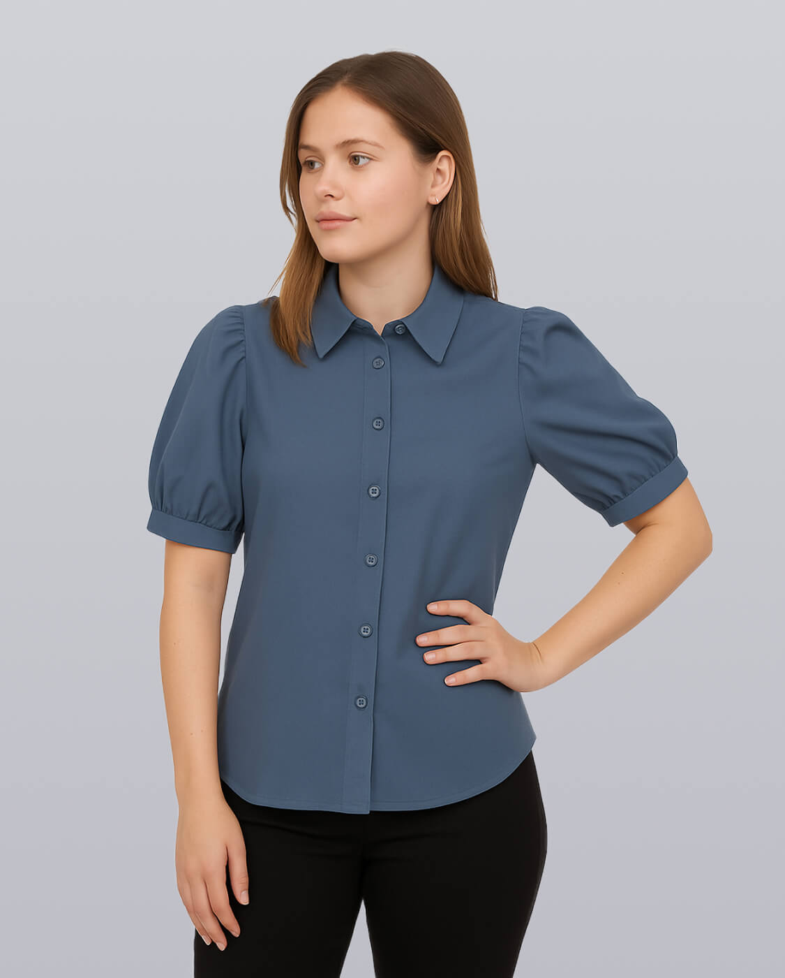 Puff Sleeve Collared Shirt