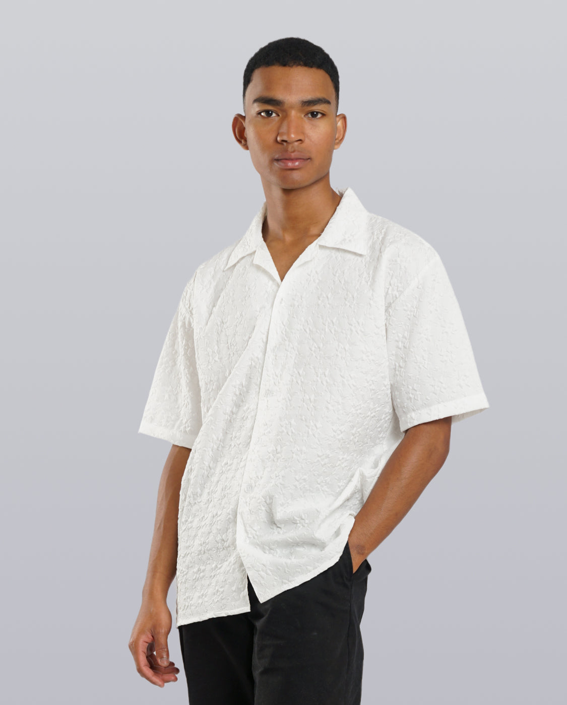 Textured Camp Collar Shirt