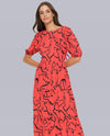 Printed wrap flare dress