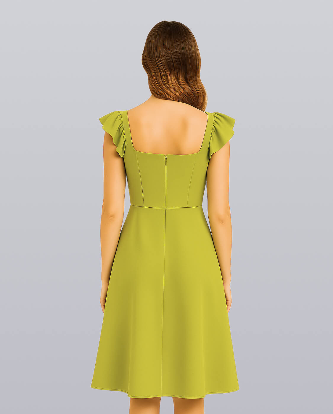Midi Dress with Ruffle Sleeves